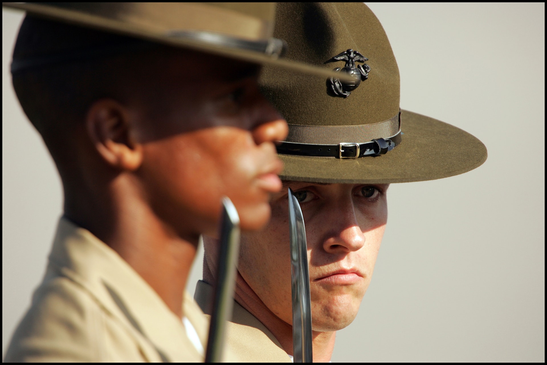 Soldiers marching in formation parade discipline