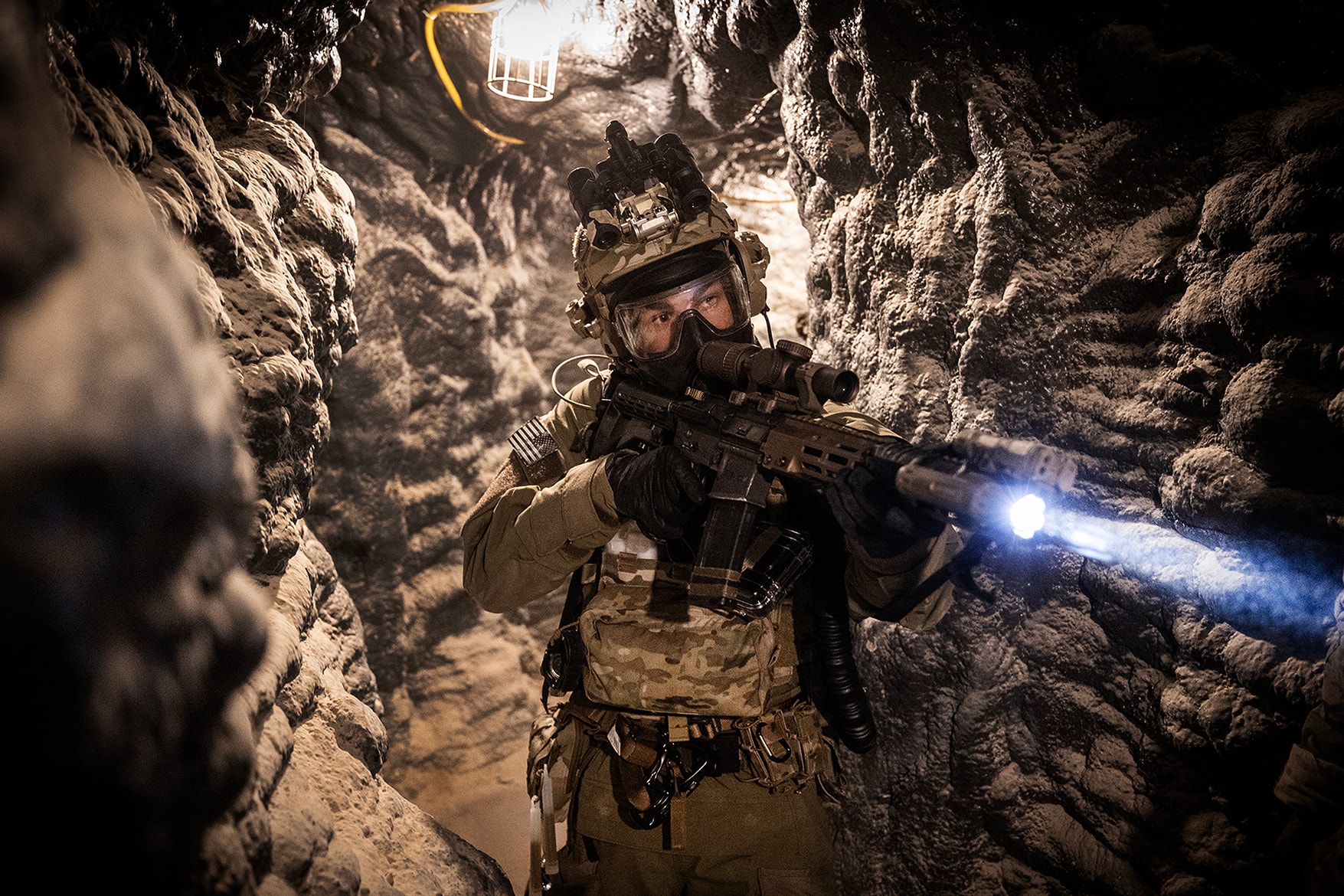 Military special forces night operation dramatic lighting